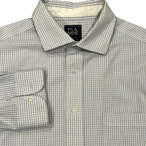 Jos. A. Bank White Blue Plaid Dress Shirt 16.5/33